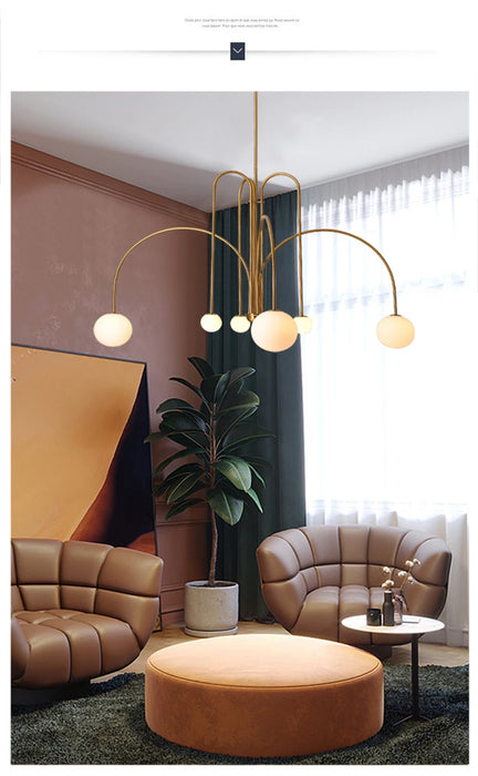 Modern LED Chandelier – Frosted Glass Pendant Light for Elegant Interiors