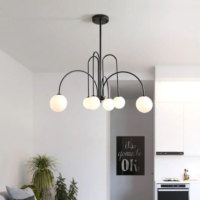 Modern LED Chandelier – Frosted Glass Pendant Light for Elegant Interiors