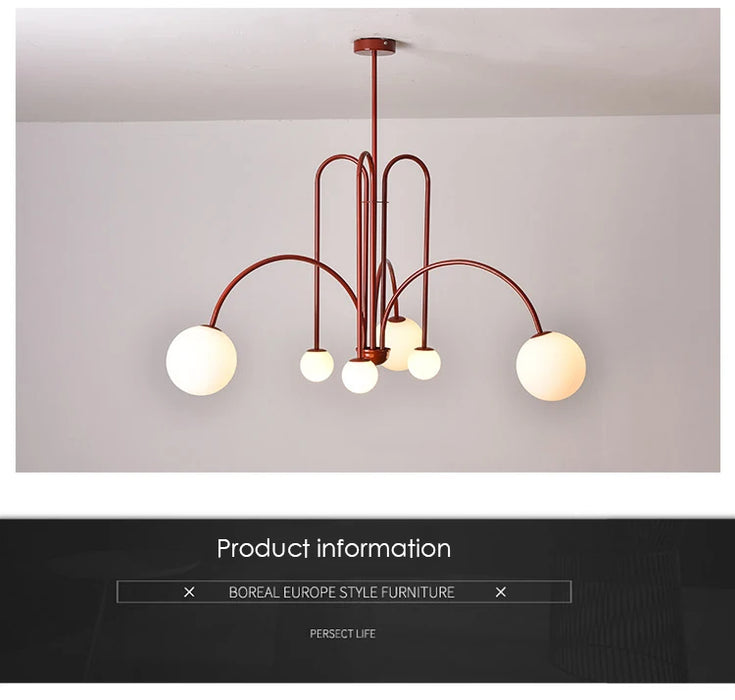 Modern LED Chandelier – Frosted Glass Pendant Light for Elegant Interiors