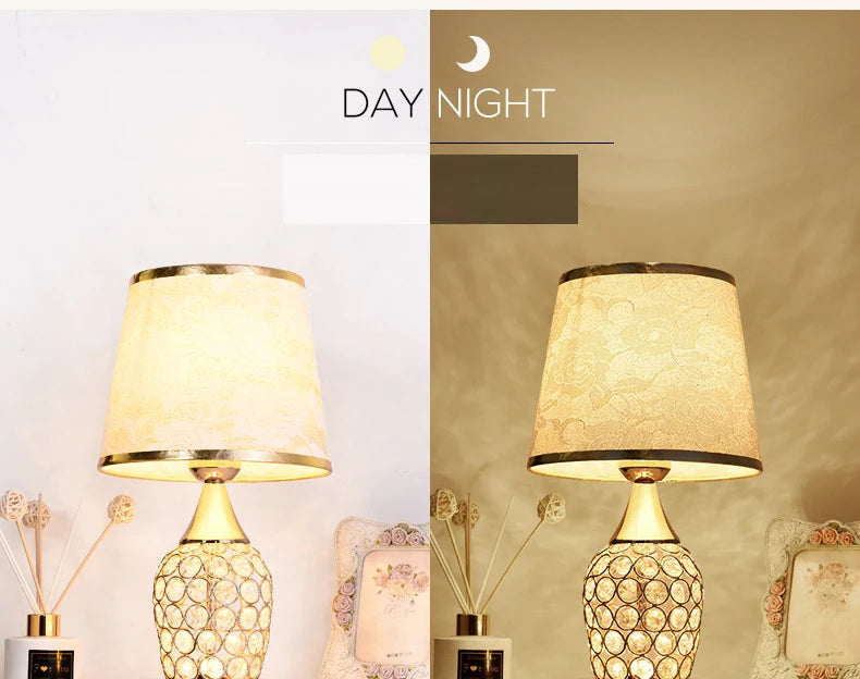 Crystal Table Lamp – Elegant Bedside Light with Polished Chrome Finish