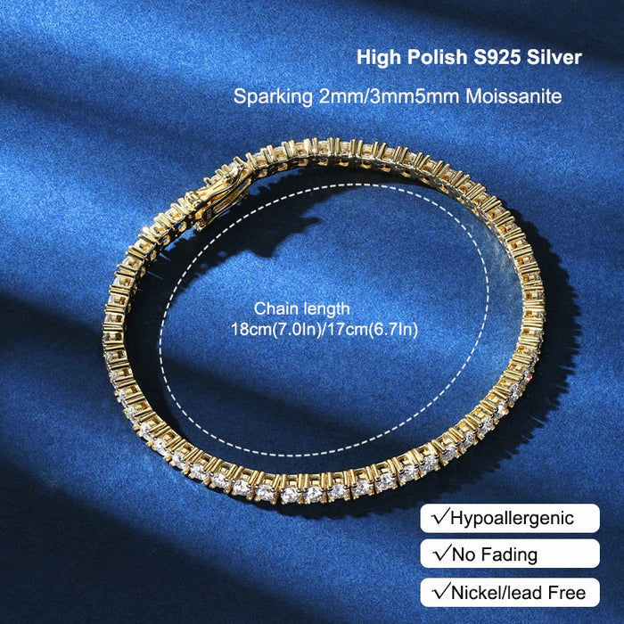 Moissanite Tennis Bracelet – 925 Sterling Silver with Certificate - Samanta Factory