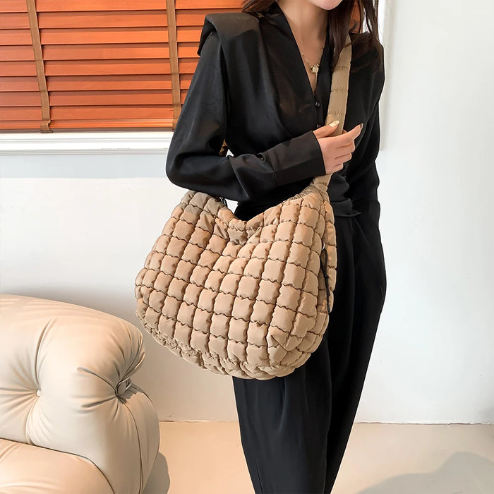 Women’s Puffer Shoulder Bag – Fashion Bubble Tote with Large Capacity - Samanta Factory