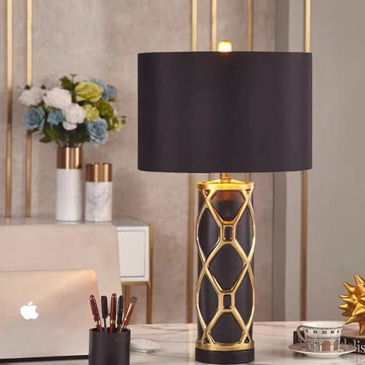 Nordic Ceramic Table Lamp – Postmodern Bedside Light with Fabric Shade UK