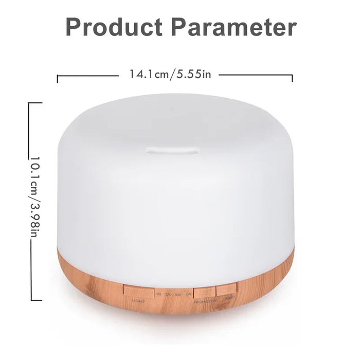 Aroma Diffuser – Compact Wood Grain Design with 7-Color Night Light - Samanta Factory