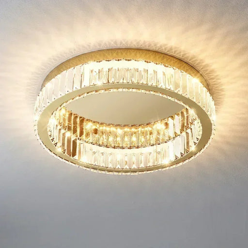 Gold Stainless Steel LED Crystal Chandelier with Remote Control