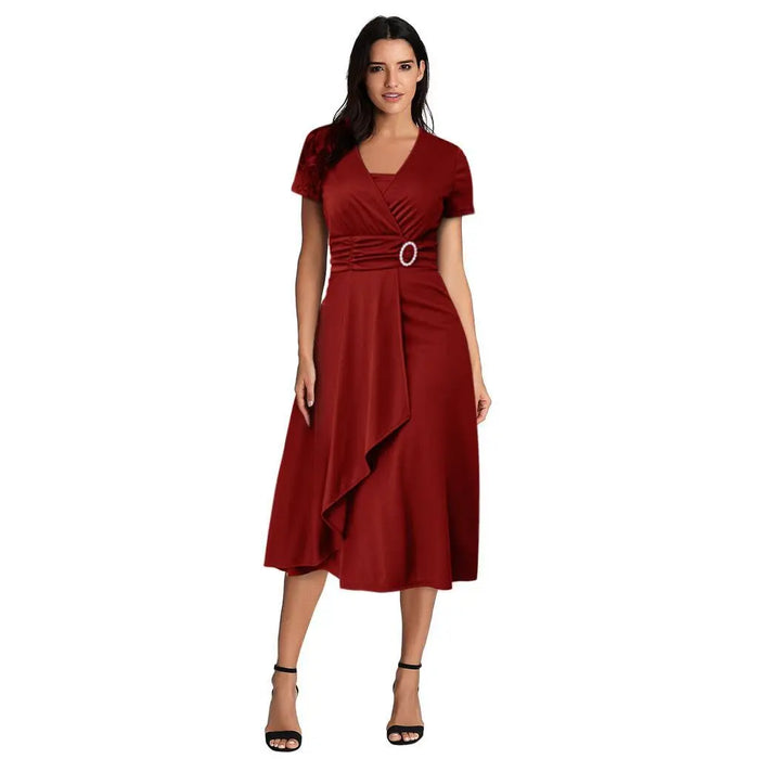 A-Line Casual Midi Dress – High Stretch Polyester for All-Day Comfort - Samanta Factory