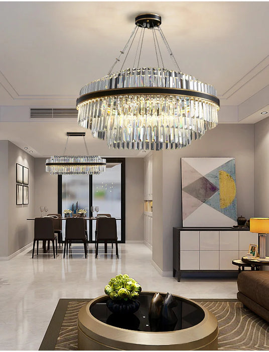 Modern Luxury LED Crystal Chandelier – Dimmable Remote-Controlled Ceiling Light