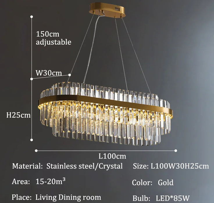 Modern Luxury LED Crystal Chandelier – Dimmable Remote-Controlled Ceiling Light