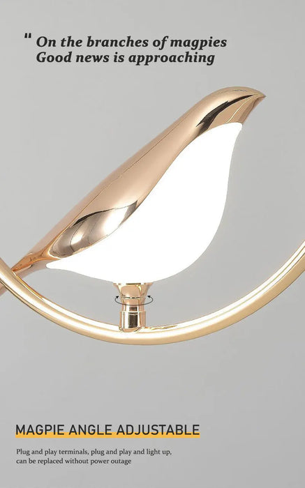 Bird Pendant Light – Modern Gold & Silver Hanging Lamp with Rotatable Magpie Design - Samanta Factory