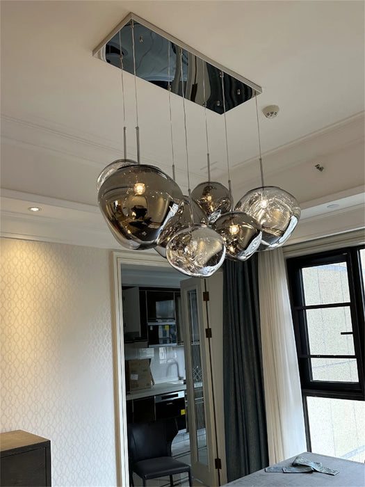 Modern iron pendant light with energy-saving LED bulb and cord pendant installation
