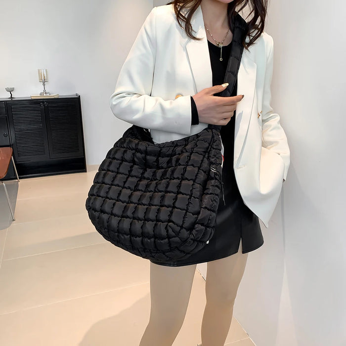 Women’s Puffer Shoulder Bag – Fashion Bubble Tote with Large Capacity - Samanta Factory