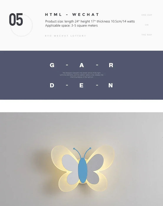 Butterfly Wall Lamp – Colorful LED Acrylic Light for Kids’ Room & Nursery - Samanta Factory