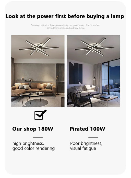 LED Ceiling Light – Modern 4-Bulb Aluminum Fixture for Living Spaces