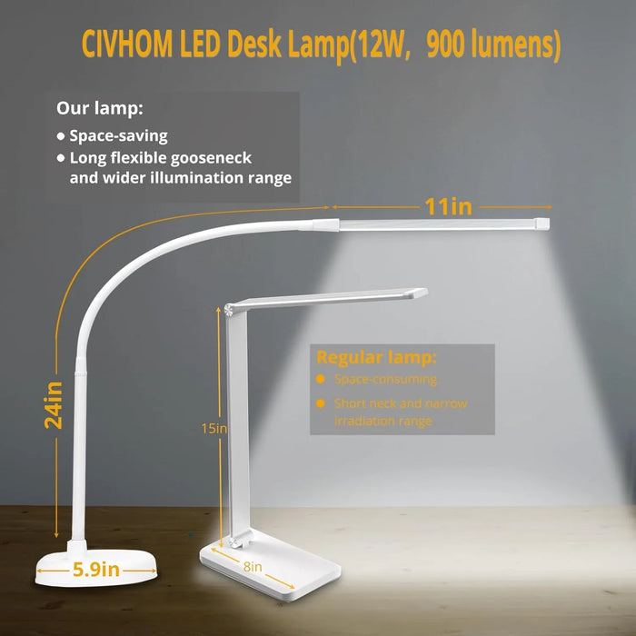 Adjustable LED Desk Lamp – 360° Flexible Gooseneck with 30 Lighting Modes