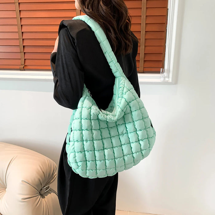 Women’s Puffer Shoulder Bag – Fashion Bubble Tote with Large Capacity - Samanta Factory