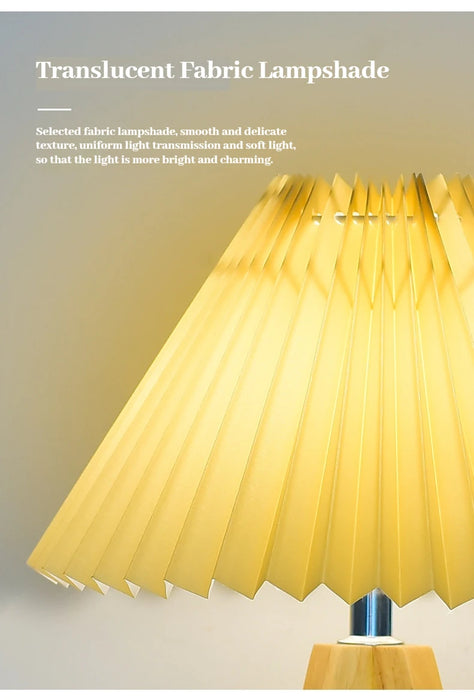 Wooden Tripod Floor Lamp – Hand-Knitted Fabric Shade with E26 Dimmable LED - Samanta Factory