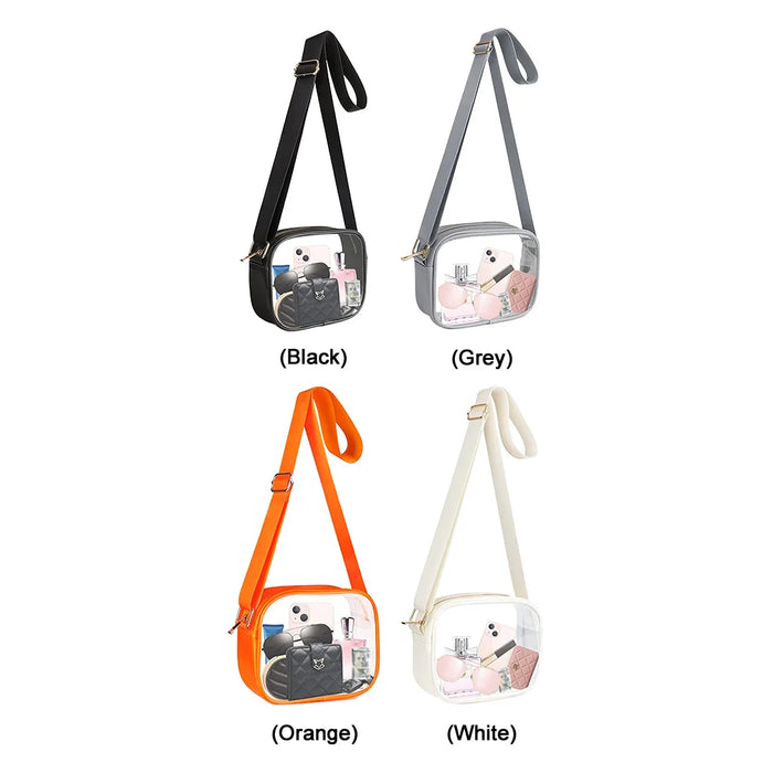 Clear PVC Crossbody Bag for Women – Transparent Square Shoulder Bag for Concerts & Travel - Samanta Factory