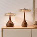 French retro LED floor lamp with brass metal body and clear glass shade for bedroom and living room