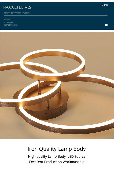 Modern LED Chandelier – Dimmable Semi-Flush Mount with Remote Control