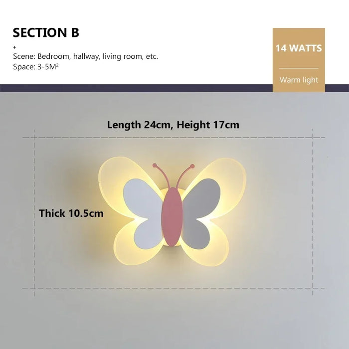 Butterfly Wall Lamp – Colorful LED Acrylic Light for Kids’ Room & Nursery - Samanta Factory