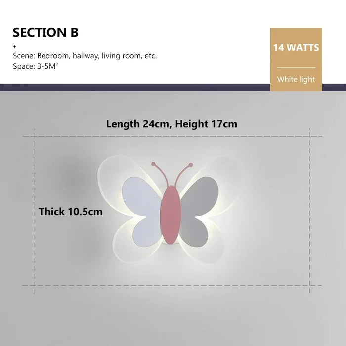 Butterfly Wall Lamp – Colorful LED Acrylic Light for Kids’ Room & Nursery - Samanta Factory