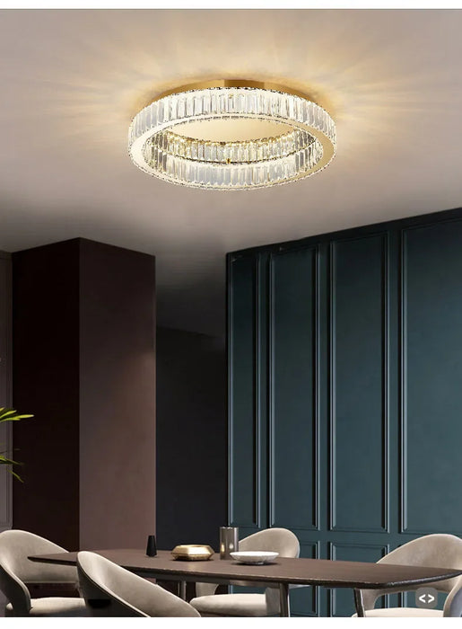 Modern Crystal Chandelier – Remote-Controlled LED Pendant Light for Living & Dining Rooms