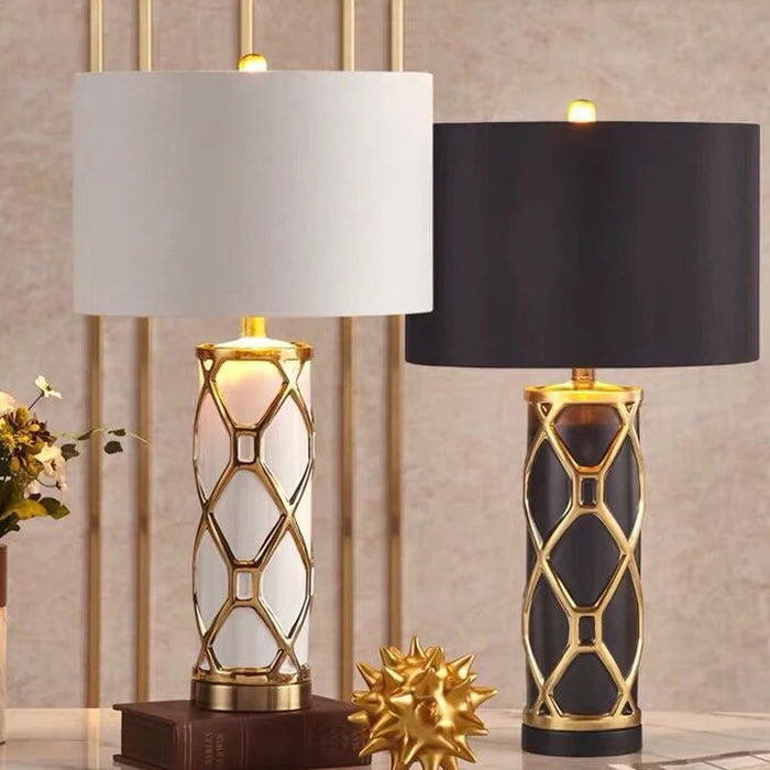 Nordic Ceramic Table Lamp – Elegant Fabric Shade Light for Bedroom & Living Room