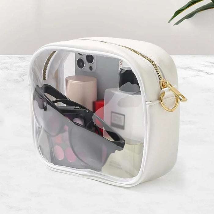 Clear PVC Crossbody Bag for Women – Transparent Square Shoulder Bag for Concerts & Travel - Samanta Factory