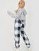 Checked Fleece Joggers - Checked Joggers - Navy - Samanta Factory