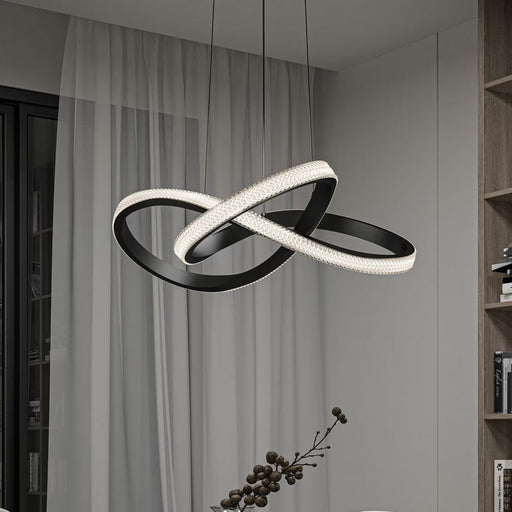 Matte Black LED Pendant Light – Adjustable Dimmable Pendant with Diamond-Effect Diffuser

