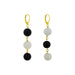 Handcrafted yellow gold vermeil earrings with white agate and black onyx gemstones
