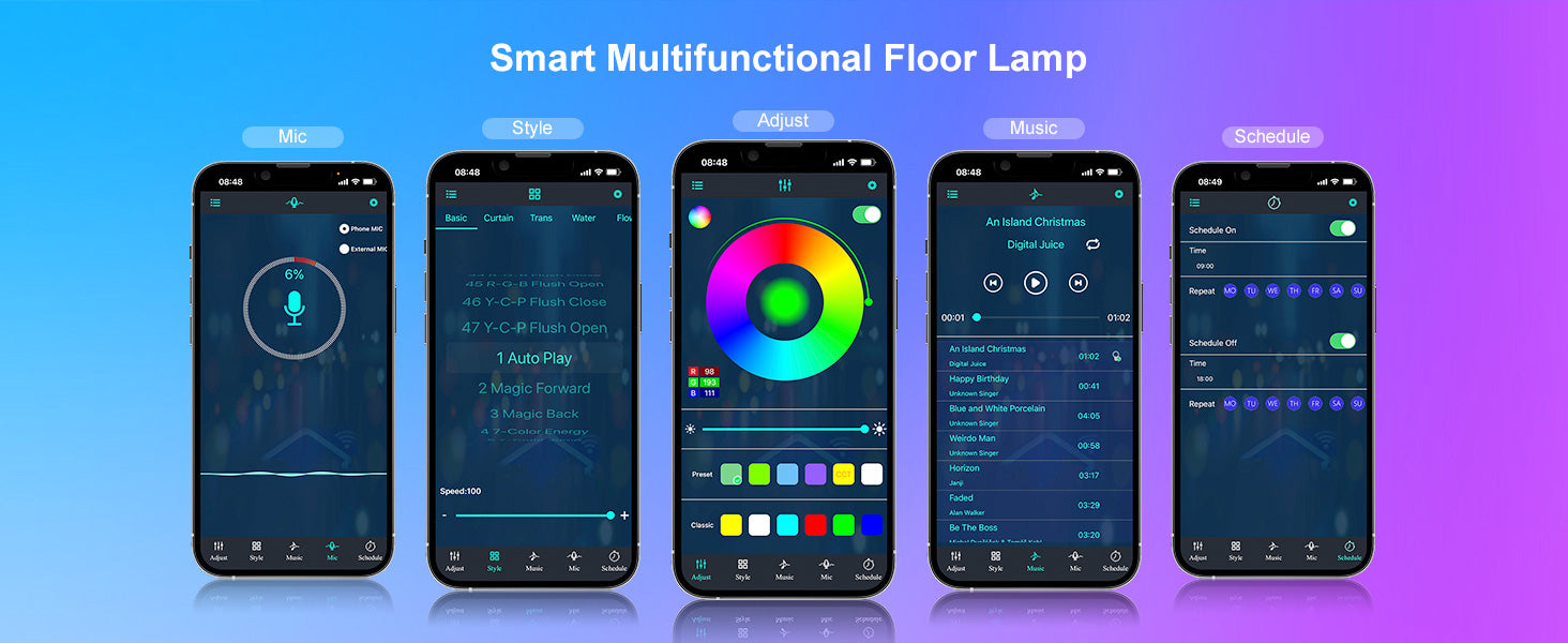 Modern RGBIC Smart Floor Lamp with 16M Colors, Music Sync & Remote App Control - Samanta Factory