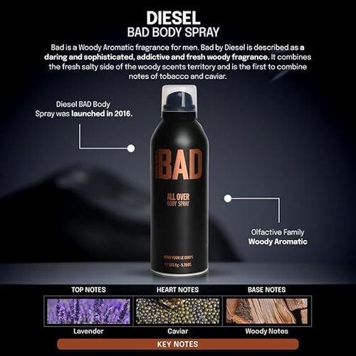Diesel BAD | 200ml Body Spray for Men – Bold, Spicy & Long-Lasting Freshness - Samanta Factory