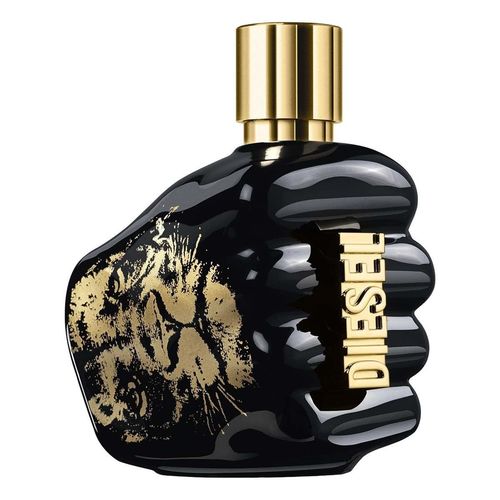 Diesel Spirit Of The Brave black fist bottle with golden lion tattoo