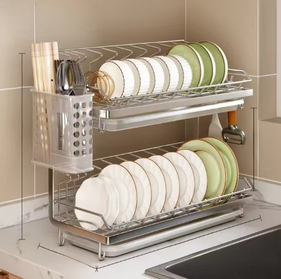 2-Tier Dish Drainer – Rust-Proof & Space-Saving Design - Samanta Factory