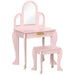 Sparkle pink kids' vanity dressing table set with mirror and stool
