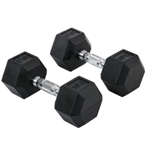  20kg Hex Dumbbell Pair with Non-Roll Design and Textured Grip
