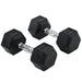  20kg Hex Dumbbell Pair with Non-Roll Design and Textured Grip
