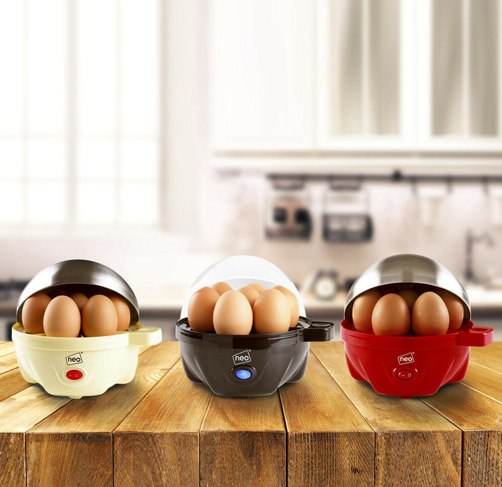 Compact stainless steel 3-in-1 egg cooker with poaching and steaming tray