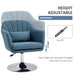 Retro Linen Swivel Tub Chair – Adjustable 360° Blue Accent Seat with Steel Frame & Cushion - Samanta Factory