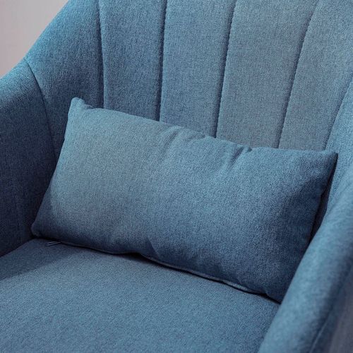 Retro Linen Swivel Tub Chair – Adjustable 360° Blue Accent Seat with Steel Frame & Cushion - Samanta Factory