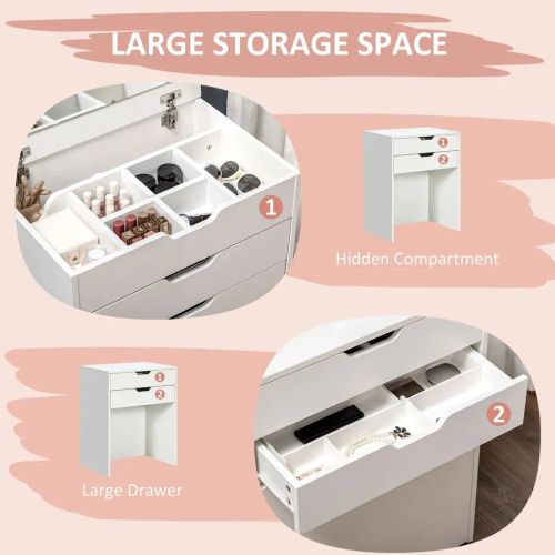 White Dressing Table Set w/ Mirror & Stool – Glam Vanity + Storage! ✨ - Samanta Factory