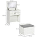 White Dressing Table Set w/ Mirror & Stool – Glam Vanity + Storage! ✨ - Samanta Factory