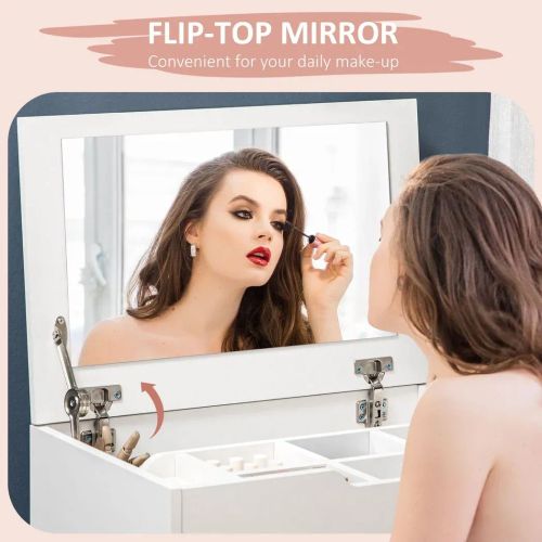 White Dressing Table Set w/ Mirror & Stool – Glam Vanity + Storage! ✨ - Samanta Factory