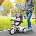 Blue 6-in-1 kids tricycle with removable push handle, foldable canopy, and safety harness – ride-on for toddlers 1 to 5 UK