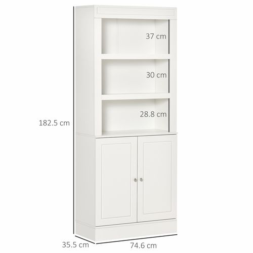 white 6-tier kitchen cupboard with aluminium handles and double doors in a UK kitchen - Samanta Factory