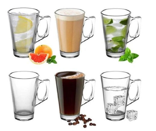 Latte Glass Set with Coffee Stand – 6-Piece Premium Glasses for Espresso, Cappuccino & More - Samanta Factory