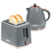 Honeycomb design kettle and toaster set with LED indicators and integrated cord storage