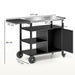 Outsunny Stainless Steel BBQ Trolley with Folding Table & Wheels - Black - Samanta Factory