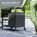 Outsunny Stainless Steel BBQ Trolley with Folding Table & Wheels - Black - Samanta Factory